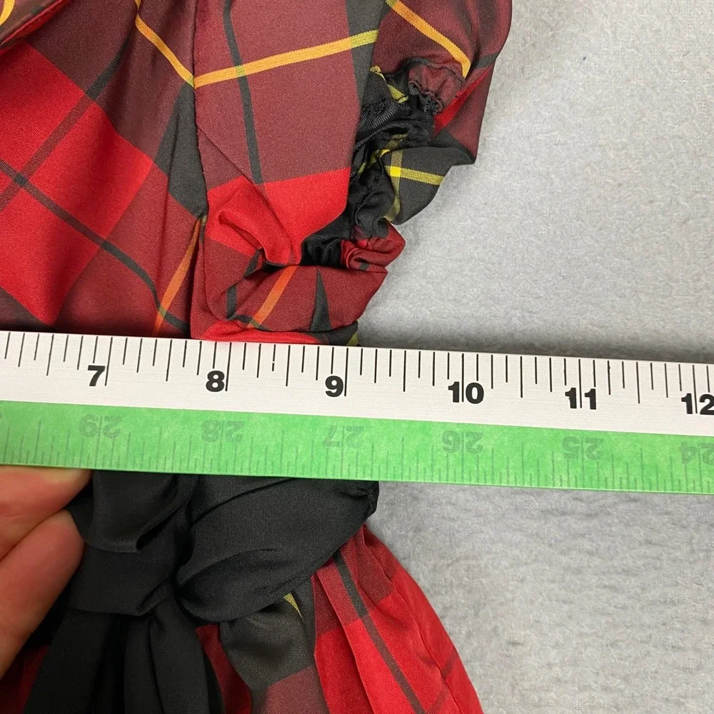 Ralph Lauren Tartan Plaid Bow Sash‎ Holiday Party Dress Toddler Girls 18M Red